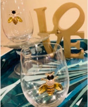 Load image into Gallery viewer, Rachel Zoe Jeweled Bee Stemless Wine Glasses (Set of 2)
