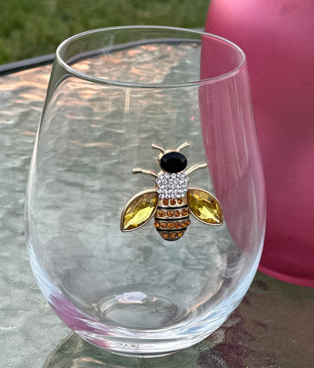 Rachel Zoe Jeweled Bee Stemless Wine Glasses (Set of 2)