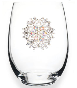 Jeweled Snowflake Christmas Wine Glass - Touch of Glam Home Decor