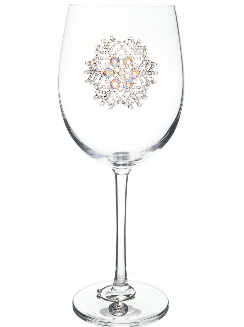 Jeweled Snowflake Christmas Wine Glass - Touch of Glam Home Decor