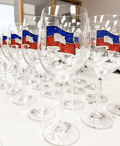 Haitian Flag Jeweled Wine Glass
