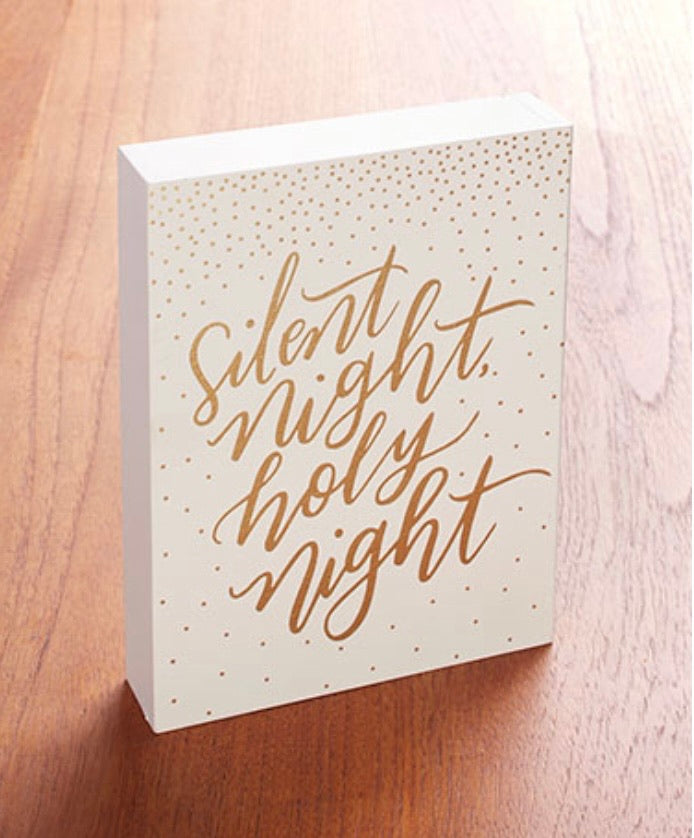 Silent Night Christmas Block Sign - Touch of Glam Home Decor