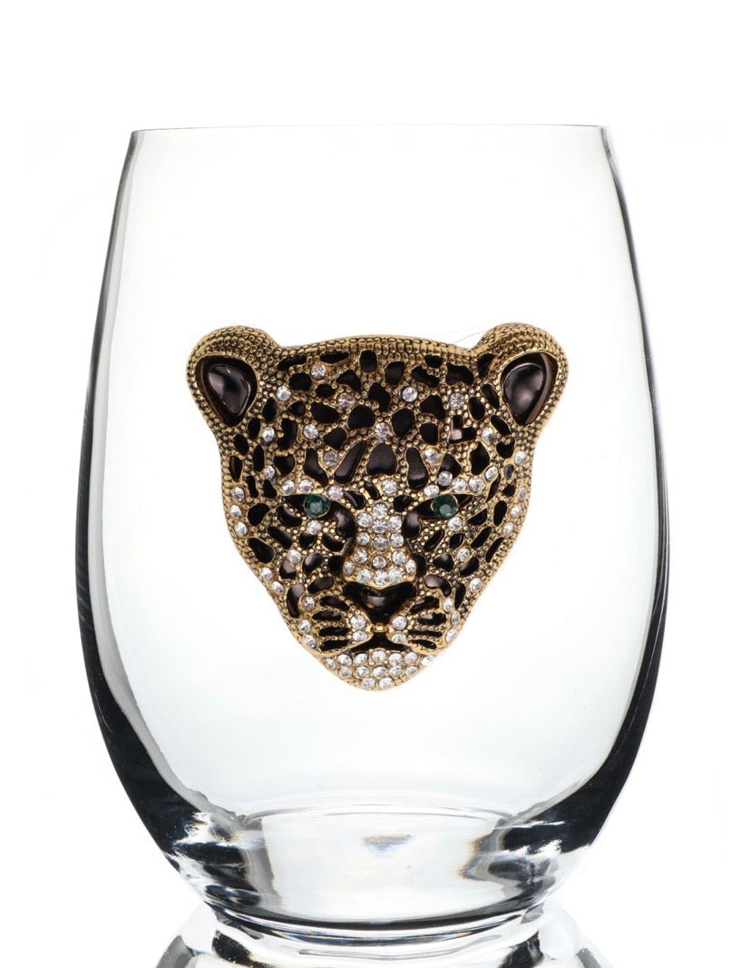 Leopard wine glass - Touch of Glam Home Decor